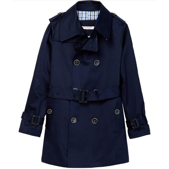 Isaac Mizrahi Boy’s Double Breasted Jacket Belted Trench Coat-Raincoat with - Picture 1 of 6